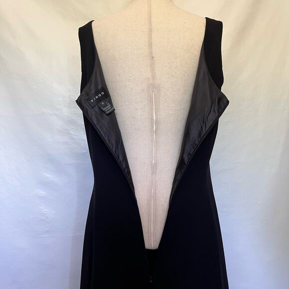 Virgo Chiffon Overlay Little Black Dress Size 10 Whimsygoth Midi Cocktail Sheer - Picture 7 of 14